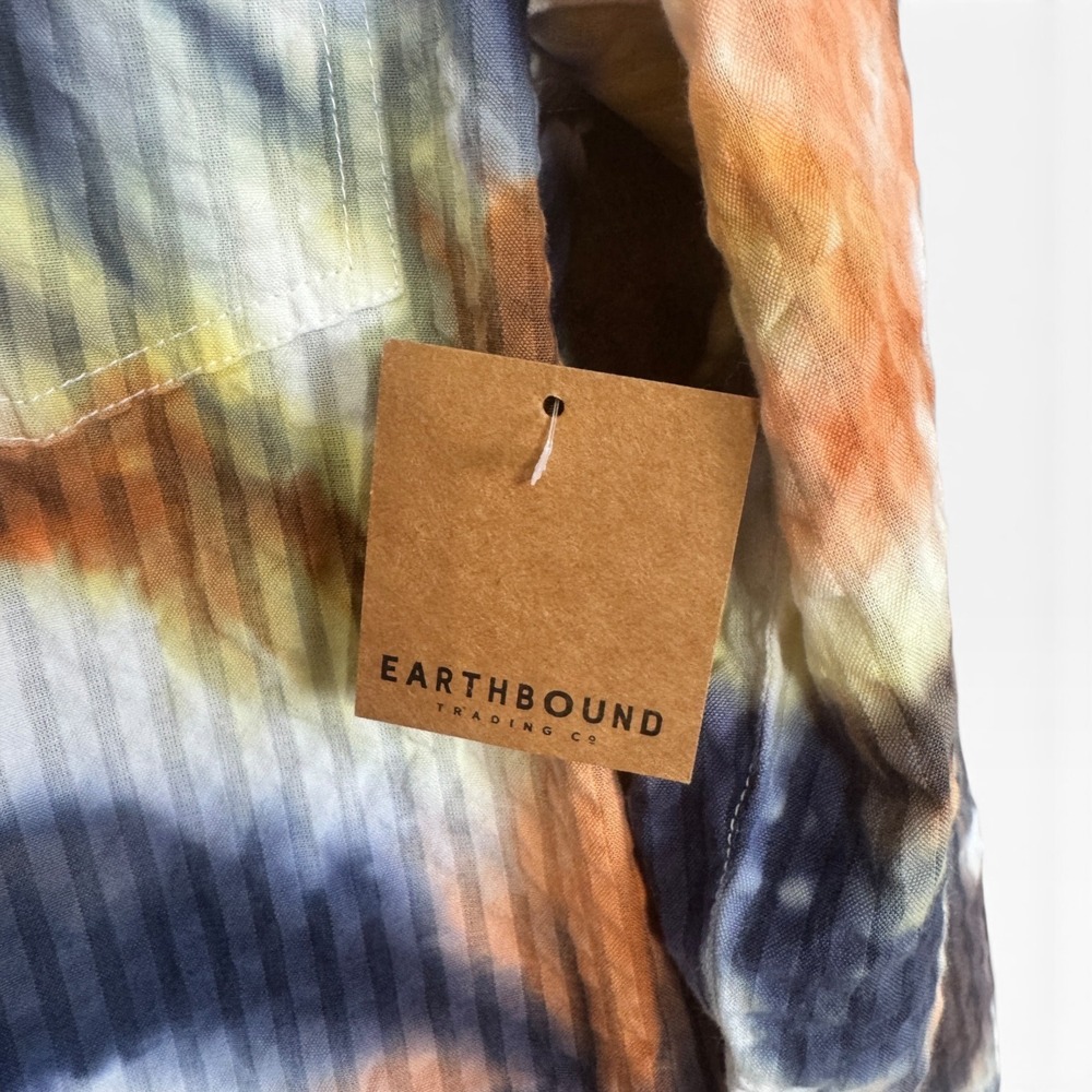 Earthbound Trading Co Shirt Dress Womens Small Multi Tie Dye Cotton Long Sleeve - Picture 3 of 11